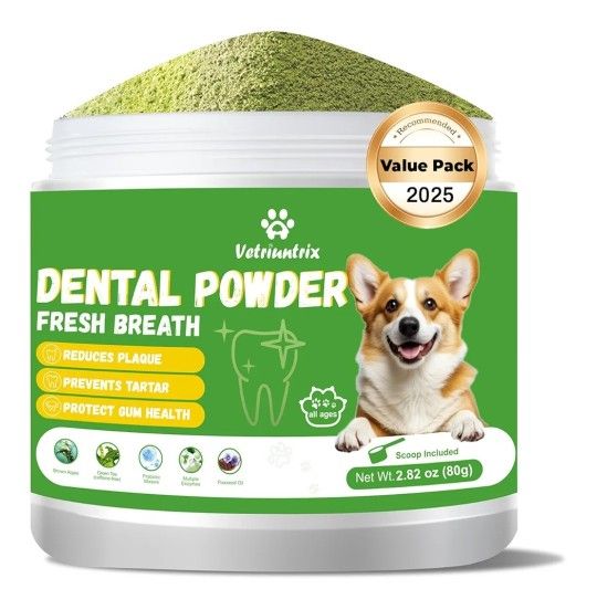 Dog Dental Care Powder - Plaque & Tartar Control with Natural Enzymes 80g