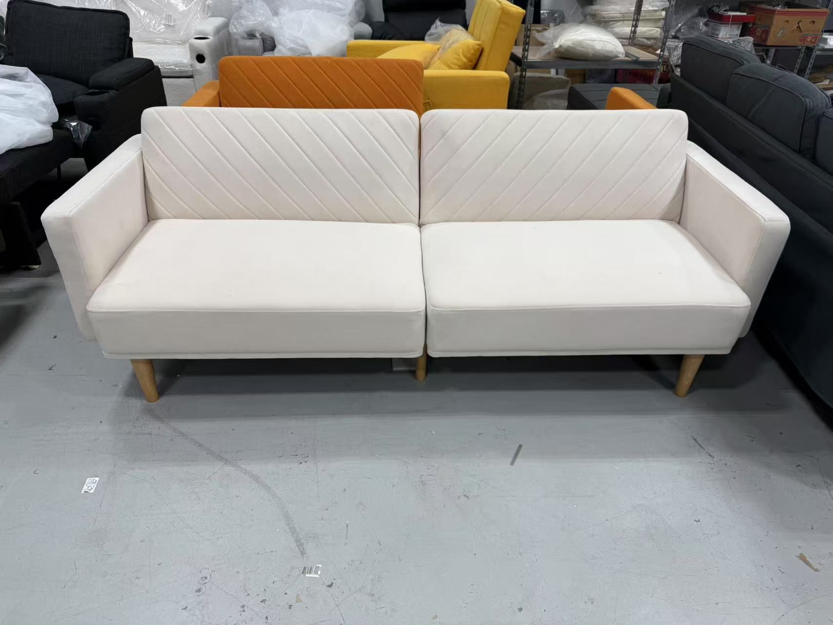 New 76.8" Futon Sofa Bed, Small Couch, Sleeper, Loveseat, Mid Century Modern Futon