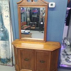 Wooden Mirror Matching Cabinet 