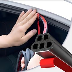 Car Door Seal Strip, 16.5 Ft, Double Layer 5-Hole, 0.39" × 0.31" EPDM Rubber Self Adhesive Automotive Weather Stripping, Reduces Wind Noise, Blocks Du