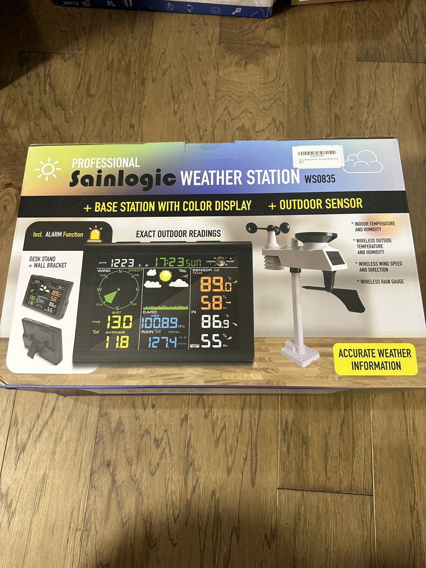 Weather Station Wireless Indoor Outdoor with 9-in-1 Sensor & LCD Display, Weather Station with Rain Gauge and Wind Speed/Direction, Moon Phase, Foreca