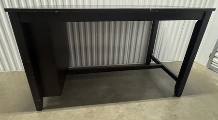 Used Dark Brown Rectangle Taller Dining Table With Storage On One End