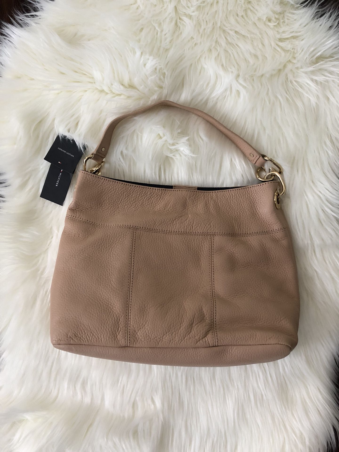 New Tommy Hilfiger nude leather hobo bag purse