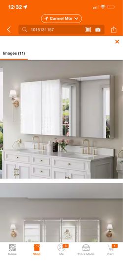FORCLOVER 72 in. W x 36 in. H Rectangular Chrome Aluminum Medicine Cabinet with Mirror