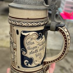 German-style beer stein with a pewter lid