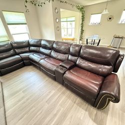 Leather Sofa with 3 Power Recliners For 900$ 