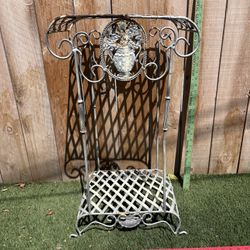 Ornate Metal Table/Stand With Shelf