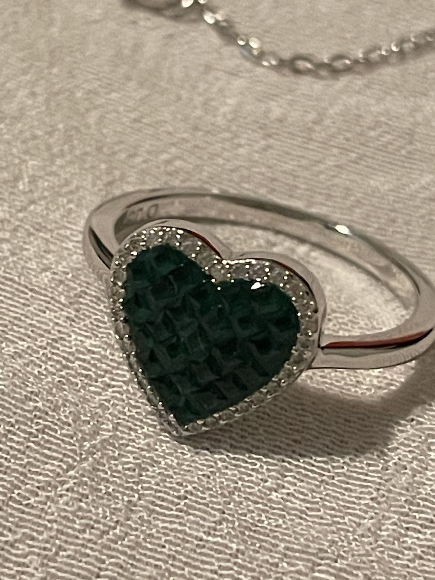 Green Heart Necklace and Ring Set