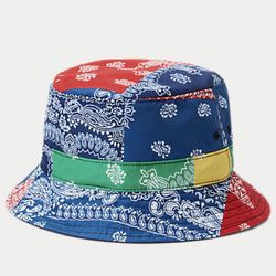 Polo Ralph Lauren Bandana ColorBlock Paisley Bucket Hat Size L/XL