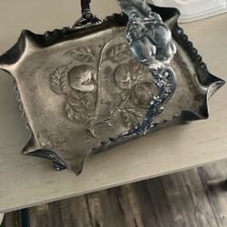 Antique Pair point Silver Plated Fruit Basket