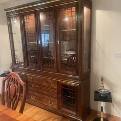 Two Piece Lighted Dining Room China Cabinet 