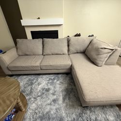 Comfy Light Beige Sectional Sofa with Right-Facing Chaise