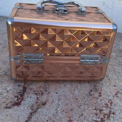 Rose gold, mini makeup box with mirror