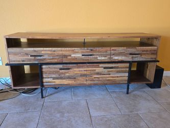 70" L, 18 1/4" D, 30" Tall Solid reclaimed wood metal drawers console table tv stand excellent cndx