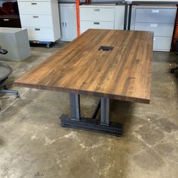 Iron Office Conference Table In Walnut wood top
