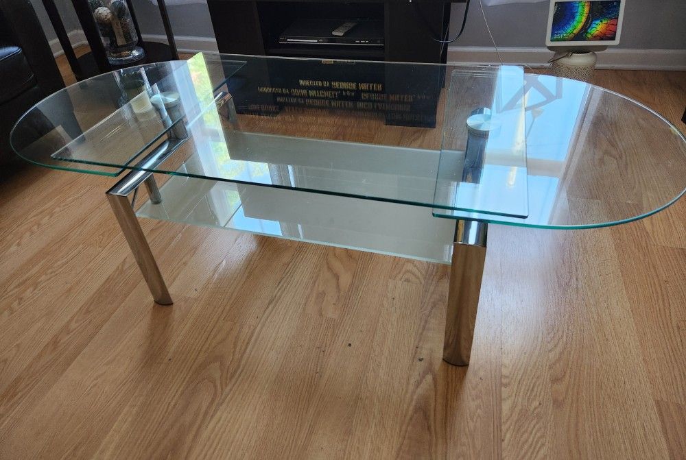 Glass Coffee Table with Rotating Ends