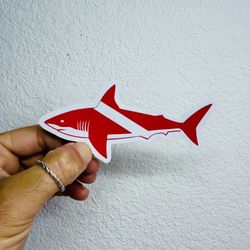 Diving Flag Shark Sticker Fishing Boat Car Bumper Decal