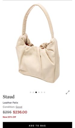 STAUD White Leather Drawstring Shoulder Bag