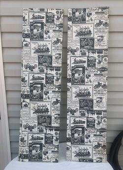 Wooden panels wrapped with vintage style prints (set 2) $35