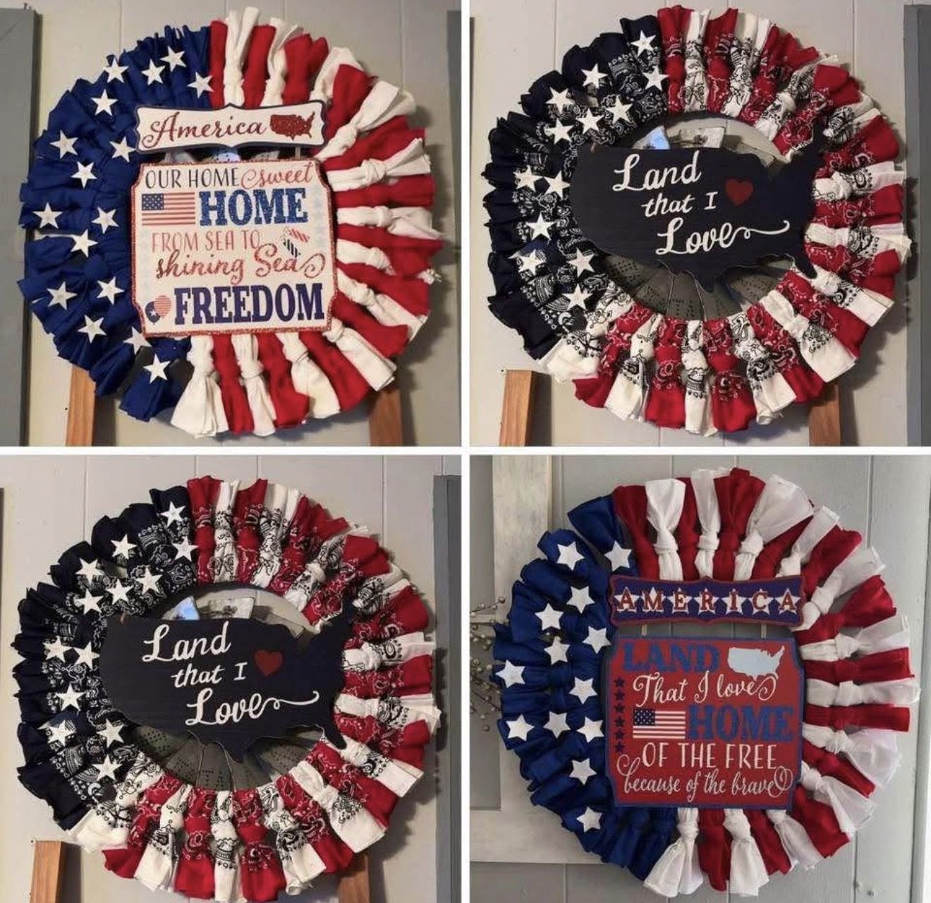 4 Handmade USA Wreaths