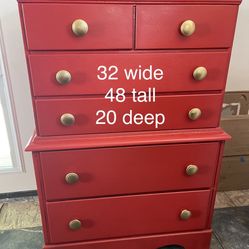 Vintage Red Refinished Dresser