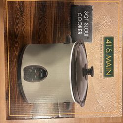 41 & main 3q slow cooker, brand new