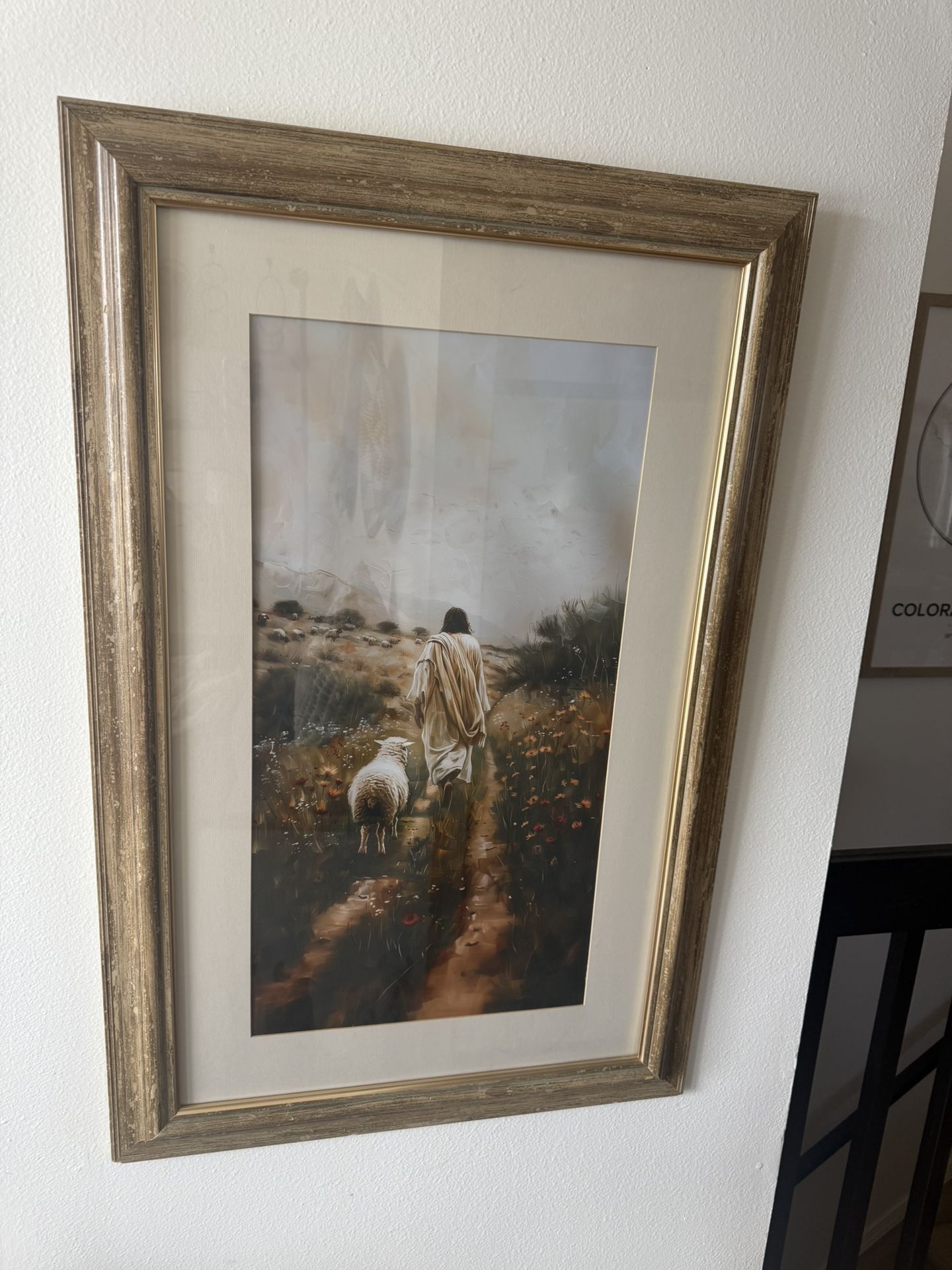 Large Framed Jesus Leaves The 99 Jesus And Lamb Print