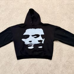 Black Hoodie Sweatshirt With White Graphic 