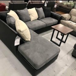Black/ Gray Modern L Shaped Couch Sectional 🤩 Brand New👍 Showroom Available✅ Financing Options‼️
