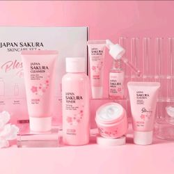 Cross-Border Laikou Cherry Blossom Skin CareSix-Piece Cleansing Essence Eye Cr