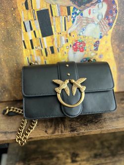 Pinko Love Bag – Black with Gold Bird Buckle