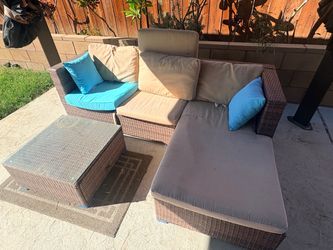 Outdoor Wicker Patio Sectional Set with Coffee Table