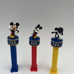 Walt Disney’s Mickey Mouse Through The Years PEZ DISPENSER (empty). Set Of 3 Pieces 