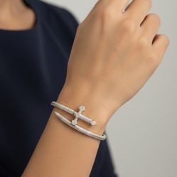 10k gold 1.75ctw natural diamond bangel bracelet 