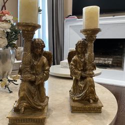 Two Candle Holders Angeles With Candle 