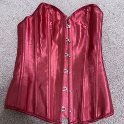 New Xs Red Satin Corset Renaissance Victorian Top Dress Costume Festival Goth Gothic Lingerie 