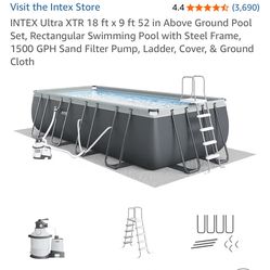 Swimming pool 18’ x 9’ deep 52 inch