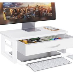 Computer Monitor Stand Riser with Drawer – 2-Tier Wood Desk Organizer (Brand New)