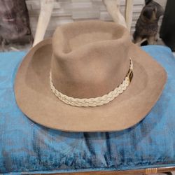 Australian Outback Collection Jackeroo Brown Fur Felt Wool Hat Size 55 6 3/4