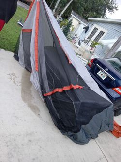 Large Camping Tent Gray Orange