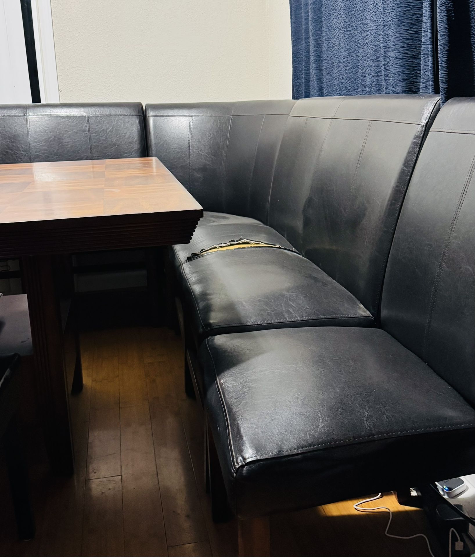 Faux Leather Wrap Around Bench with Table
