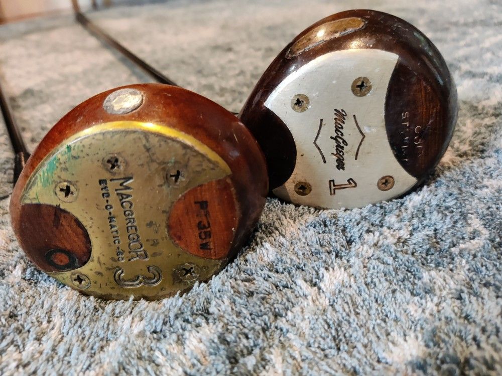 Vintage MacGregor 1 Wood & 3 Wood Golf Clubs 