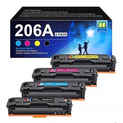 206A Toner Cartridge 4 Pack 206X | Replacement for HP 206A 206X Compatible with HP Color Laserj Pro MFP M283fdw M283cdw, Color Laserj Pro M255dw, Colo