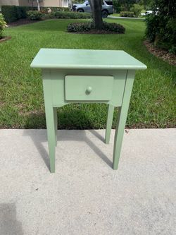 Mint Green Wood Side Table with Drawer