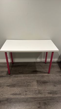 White Desk with Pink Legs