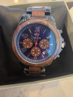 Watch,  New  Mens 2 tone wood grain