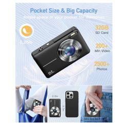 New In Box, Digital Camera for Kids, 1080P FHD Camera, 44MP Point and Shoot 