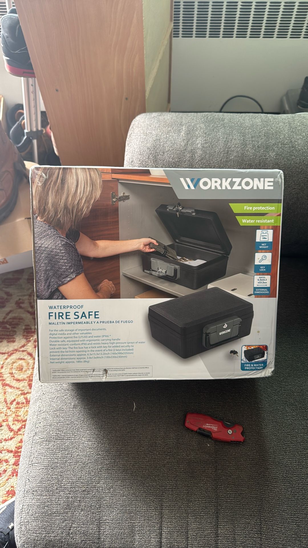 BRAND NEW NEVER OPENED portable Waterproof fire safe made by workzone