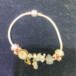 Pandora Rope Silver Bracelet With Different Charms