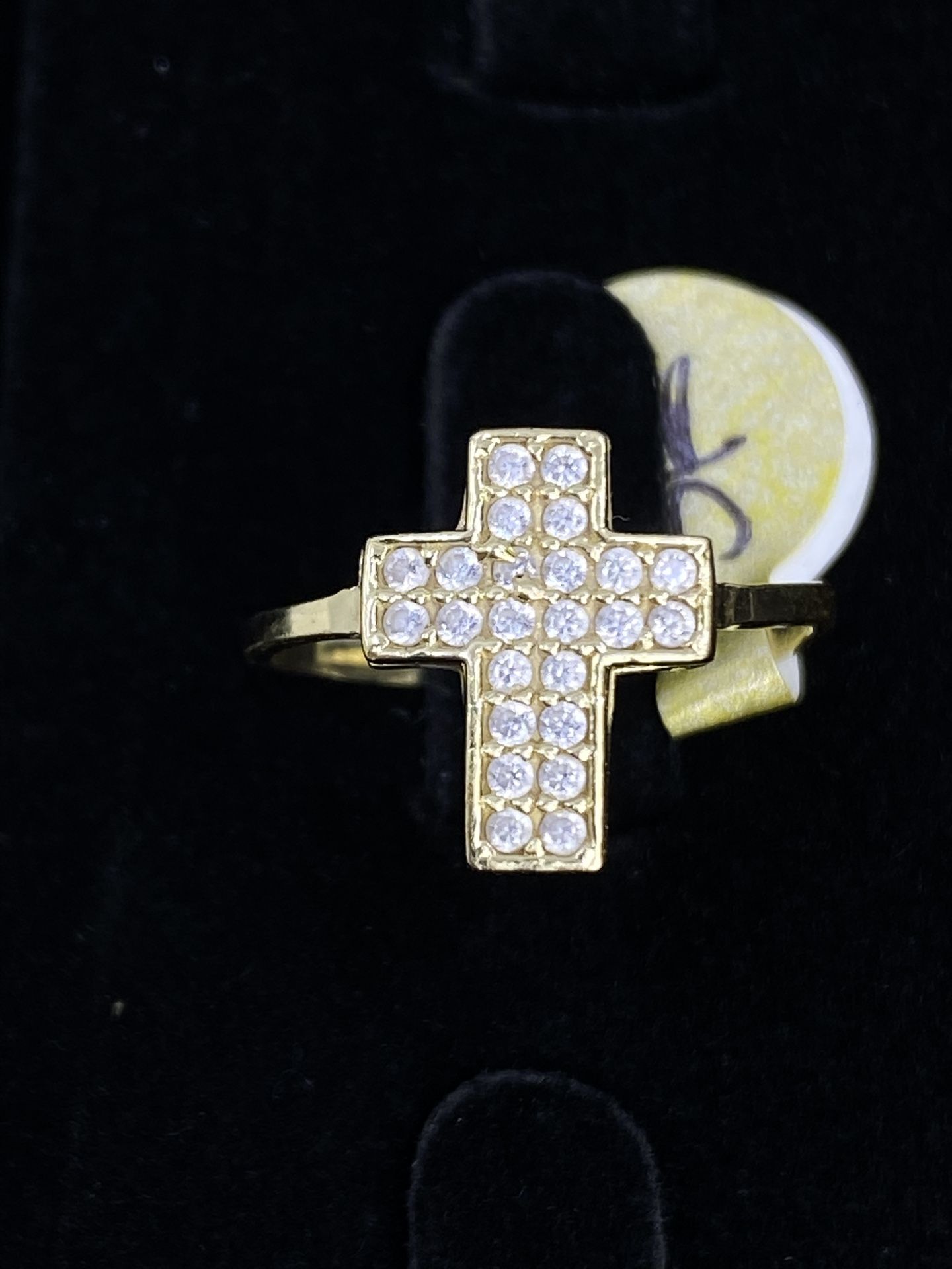 $200 Yellow Gold W Zirconia Cross Ring